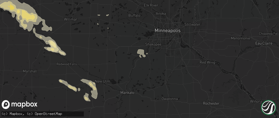 Hail map in Belle Plaine, MN on July 19, 2026