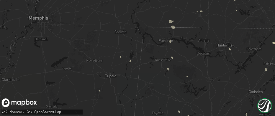 Hail map in Belmont, MS on July 19, 2026