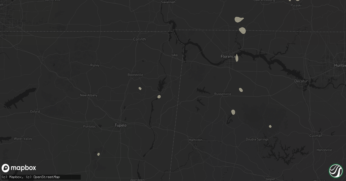 Hail map in Belmont, MS on July 19, 2026