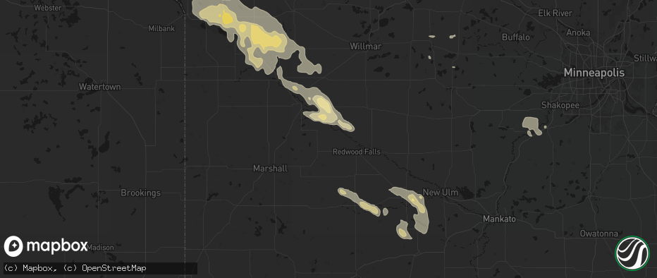 Hail map in Belview, MN on July 19, 2026