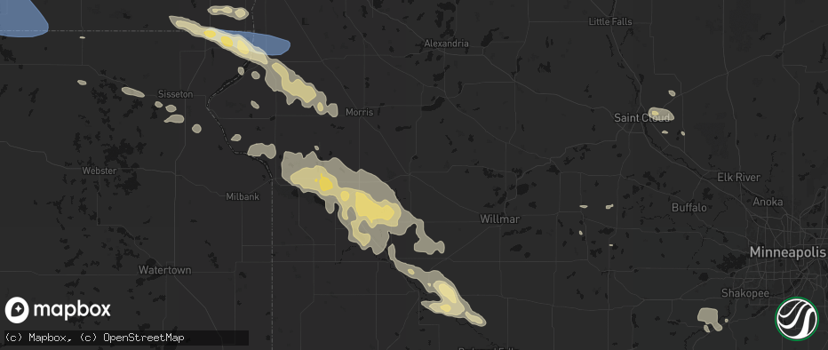 Hail map in Benson, MN on July 19, 2026