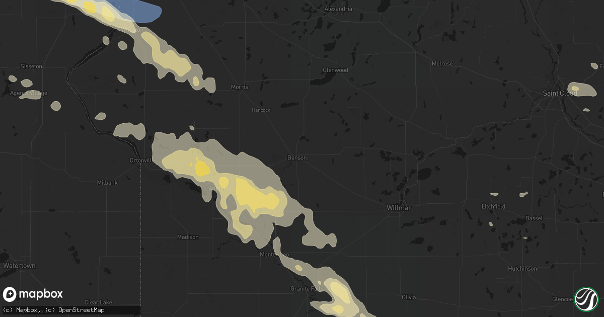 Hail map in Benson, MN on July 19, 2026