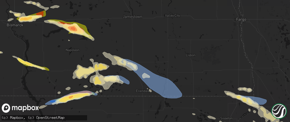 Hail map in Berlin, ND on July 19, 2026