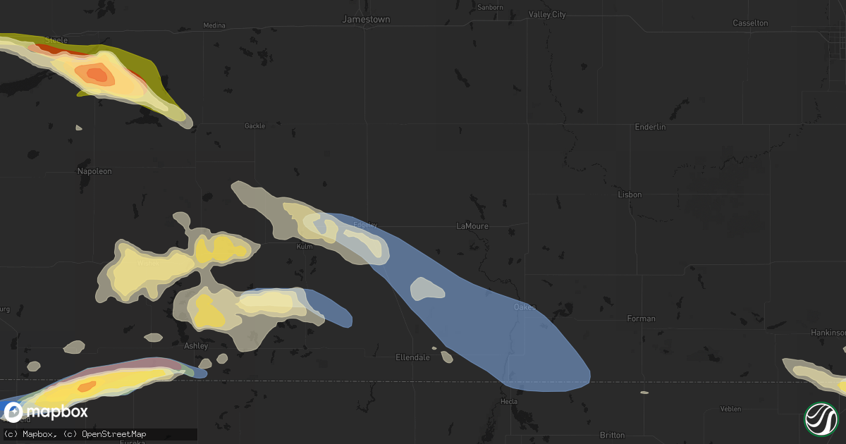 Hail map in Berlin, ND on July 19, 2026