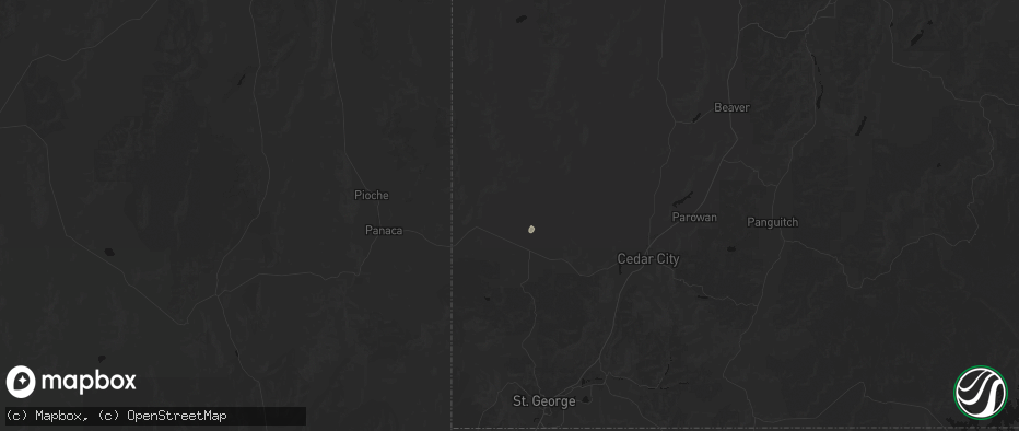 Hail map in Beryl, UT on July 19, 2026