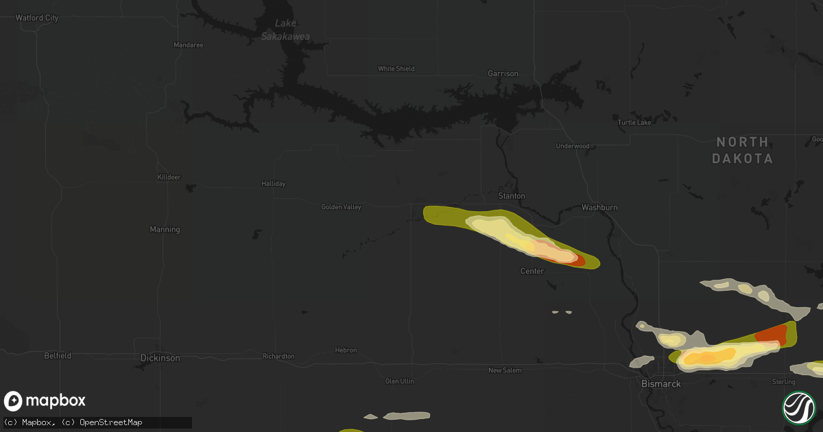 Hail map in Beulah, ND on July 19, 2026