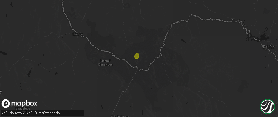 Hail map in Big Bend National Park, TX on July 19, 2026
