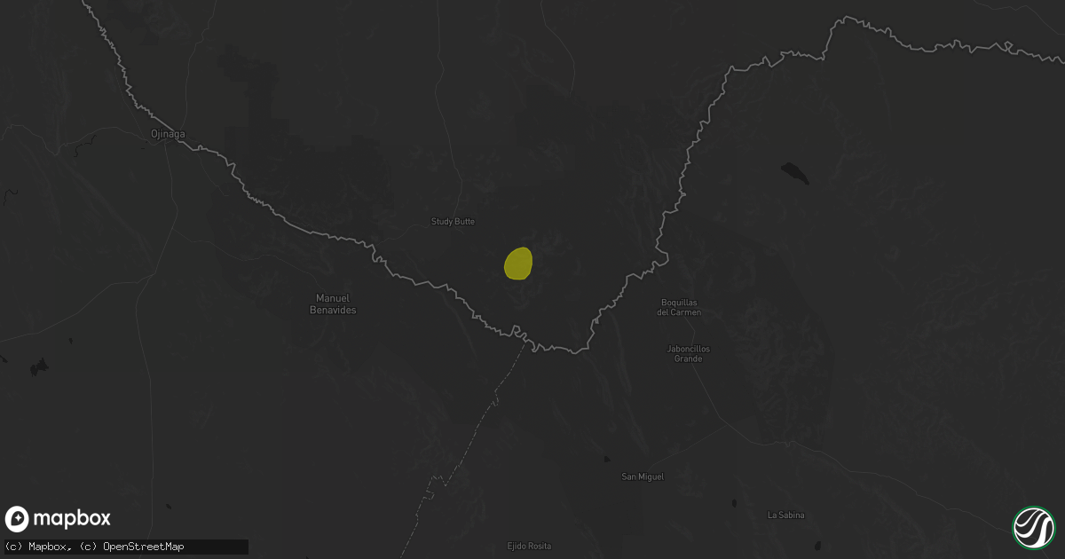Hail map in Big Bend National Park, TX on July 19, 2026