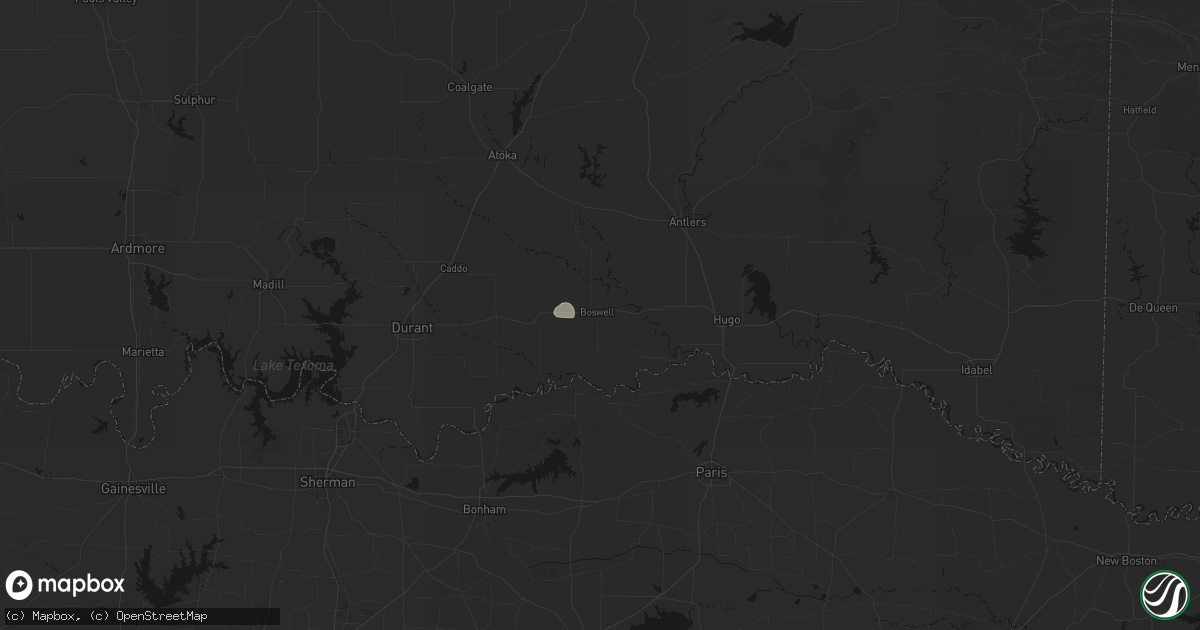 Hail map in Boswell, OK on July 19, 2026