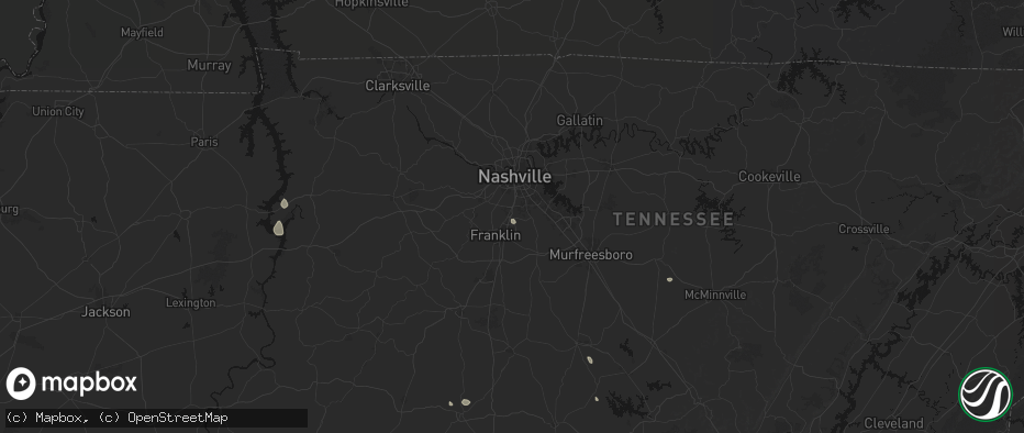 Hail map in Brentwood, TN on July 19, 2026