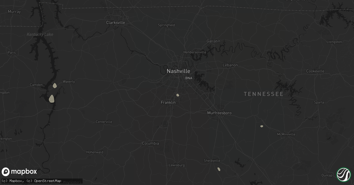 Hail map in Brentwood, TN on July 19, 2026