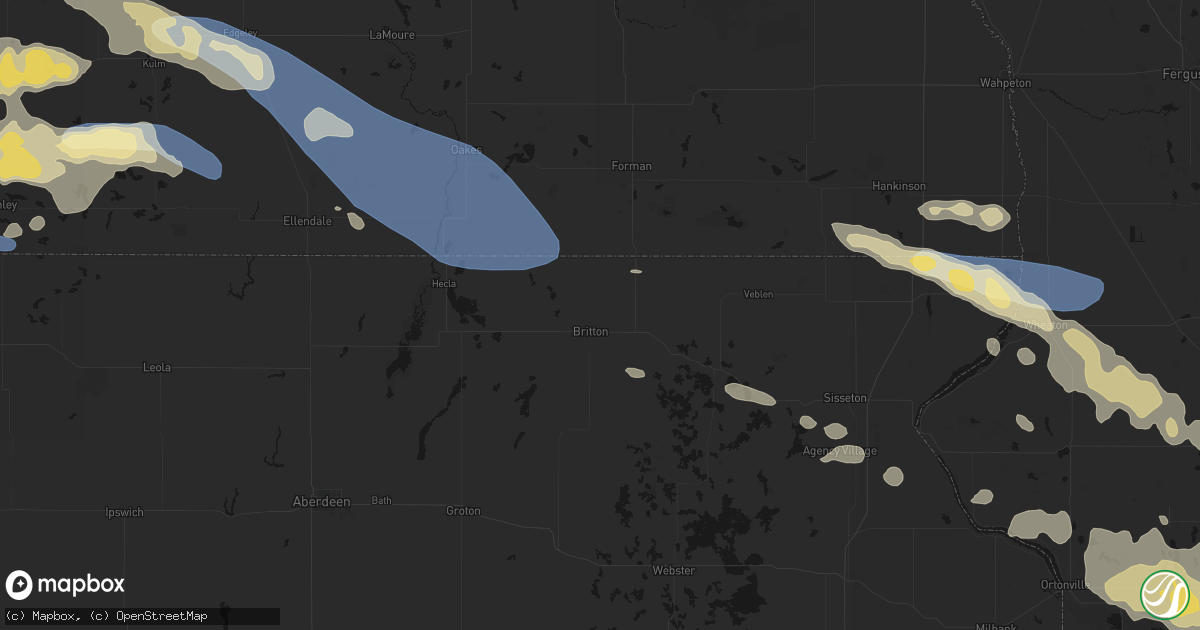 Hail map in Britton, SD on July 19, 2026