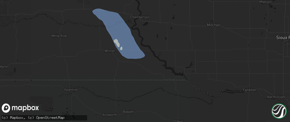 Hail map in Burke, SD on July 19, 2026