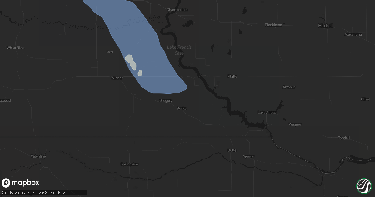 Hail map in Burke, SD on July 19, 2026
