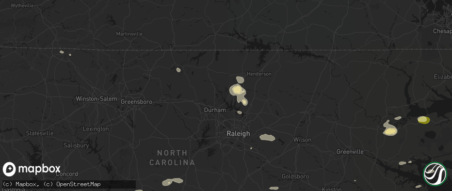 Hail map in Butner, NC on July 19, 2026