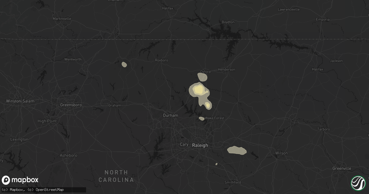 Hail map in Butner, NC on July 19, 2026