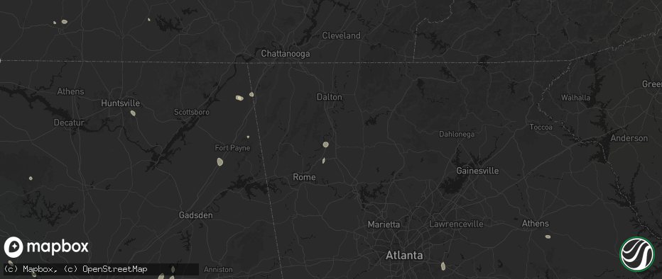 Hail map in Calhoun, GA on July 19, 2026