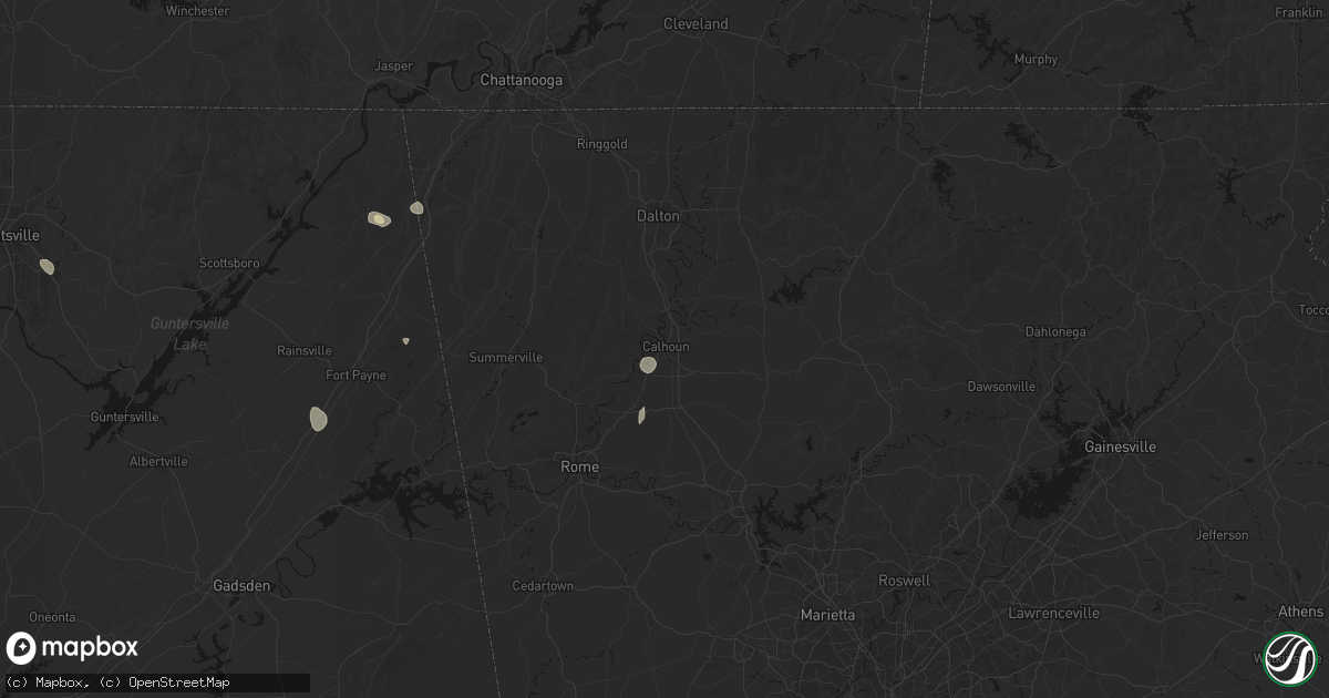 Hail map in Calhoun, GA on July 19, 2026