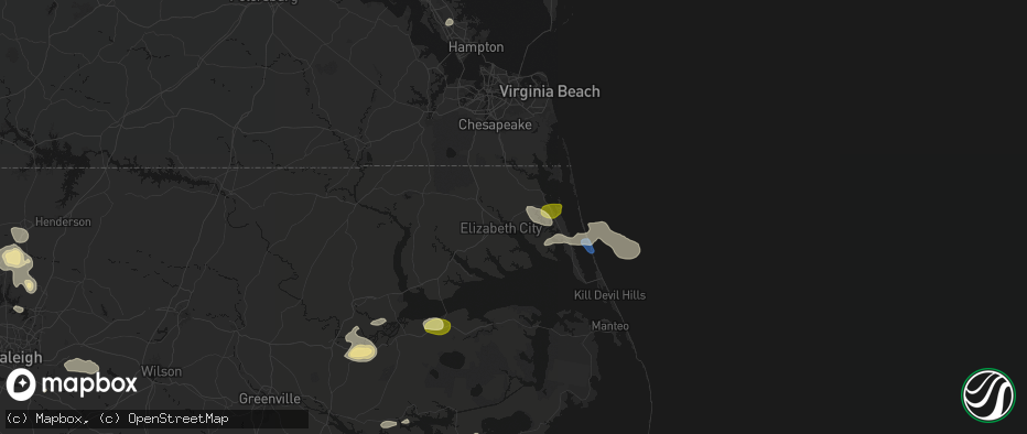 Hail map in Camden, NC on July 19, 2026