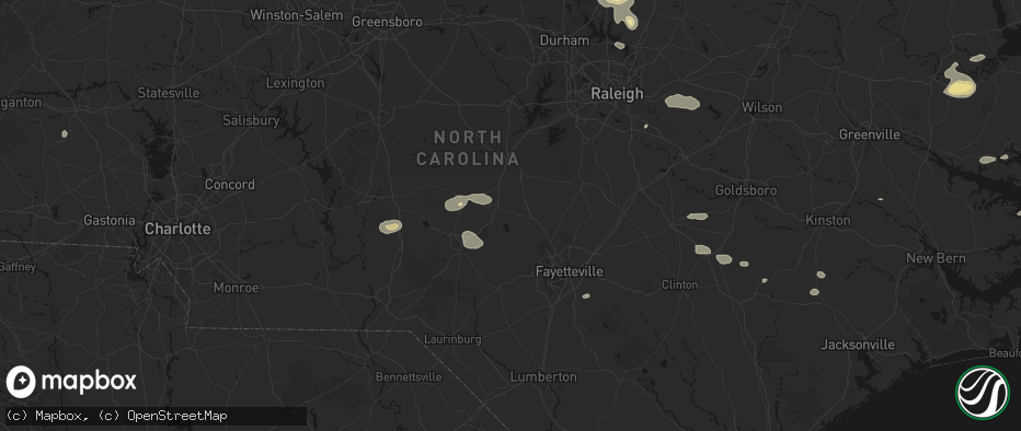 Hail map in Cameron, NC on July 19, 2026
