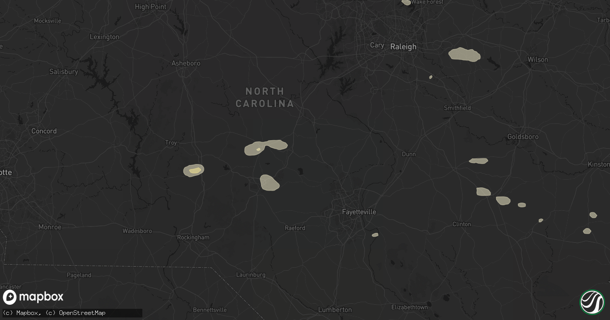 Hail map in Cameron, NC on July 19, 2026