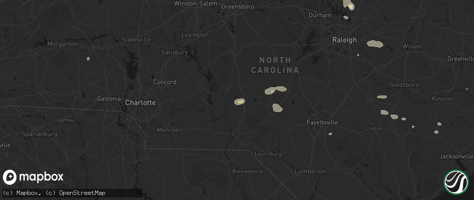 Hail map in Candor, NC on July 19, 2026