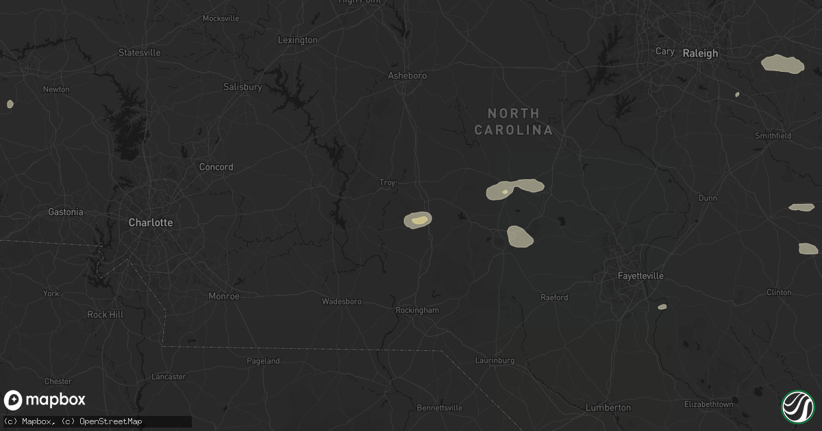 Hail map in Candor, NC on July 19, 2026