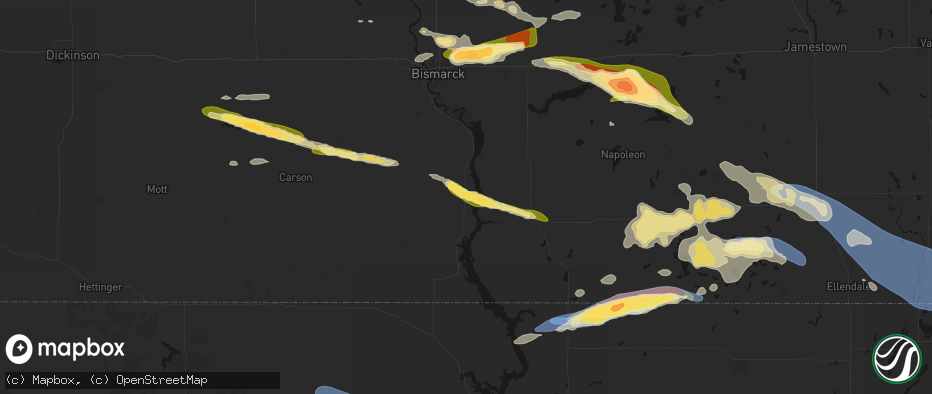 Hail map in Cannon Ball, ND on July 19, 2026
