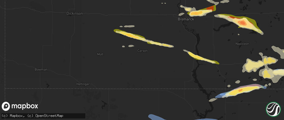 Hail map in Carson, ND on July 19, 2026