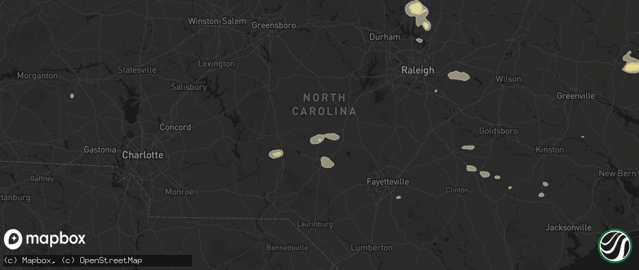 Hail map in Carthage, NC on July 19, 2026