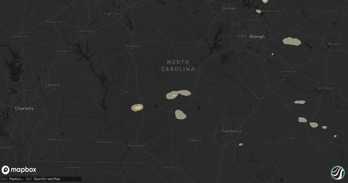 Hail map in Carthage, NC on July 19, 2026