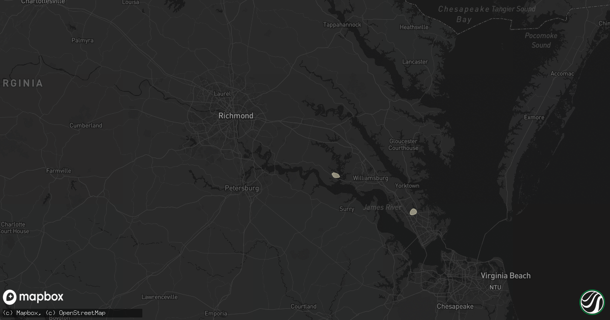 Hail map in Charles City, VA on July 19, 2026