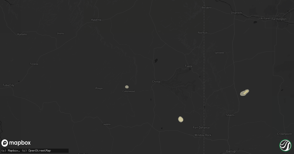 Hail map in Chinle, AZ on July 19, 2026