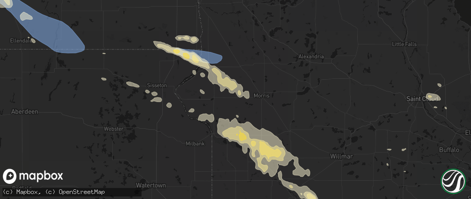 Hail map in Chokio, MN on July 19, 2026