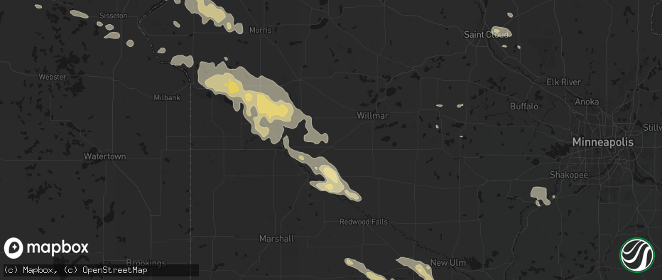 Hail map in Clara City, MN on July 19, 2026