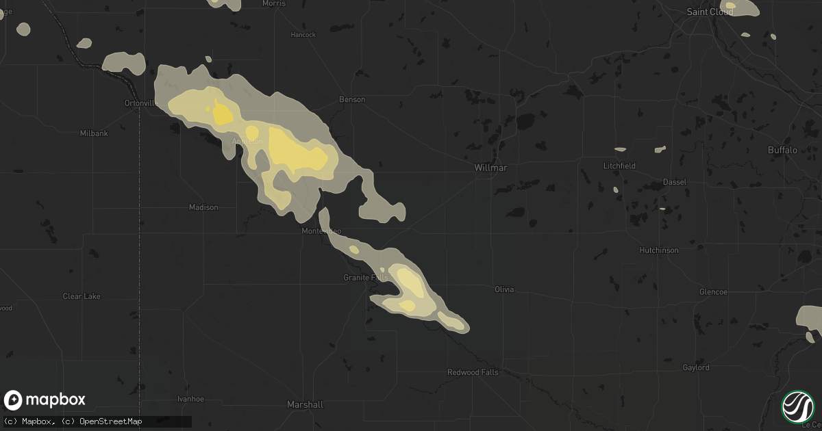 Hail map in Clara City, MN on July 19, 2026