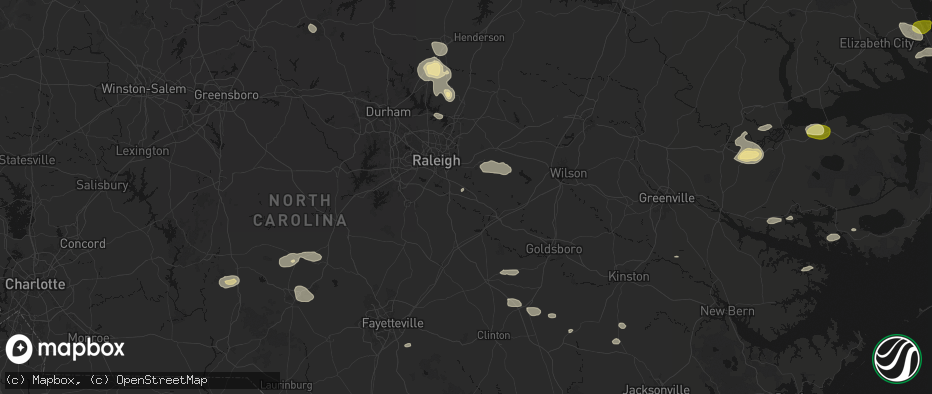 Hail map in Clayton, NC on July 19, 2026