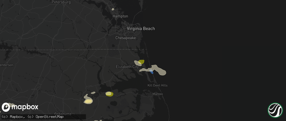 Hail map in Coinjock, NC on July 19, 2026