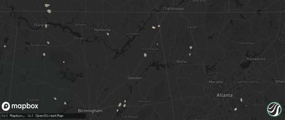 Hail map in Collinsville, AL on July 19, 2026