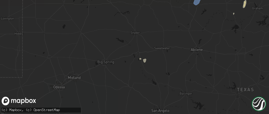 Hail map in Colorado City, TX on July 19, 2026