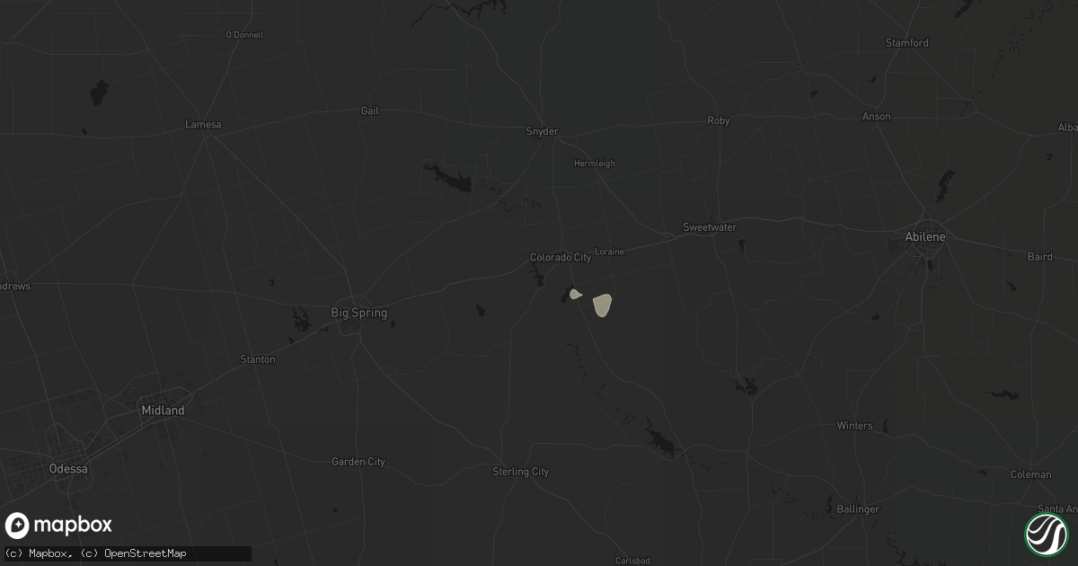 Hail map in Colorado City, TX on July 19, 2026