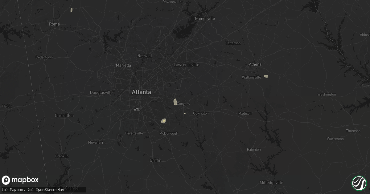 Hail map in Conyers, GA on July 19, 2026