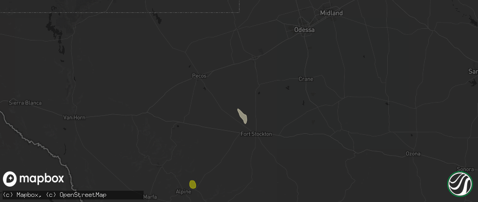 Hail map in Coyanosa, TX on July 19, 2026