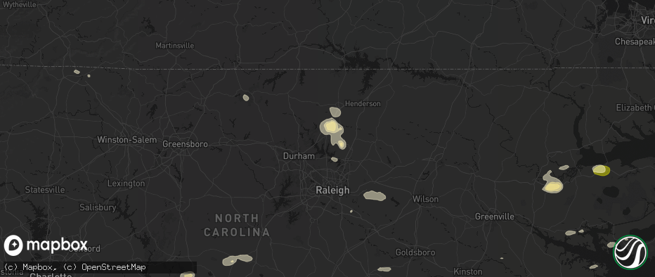 Hail map in Creedmoor, NC on July 19, 2026