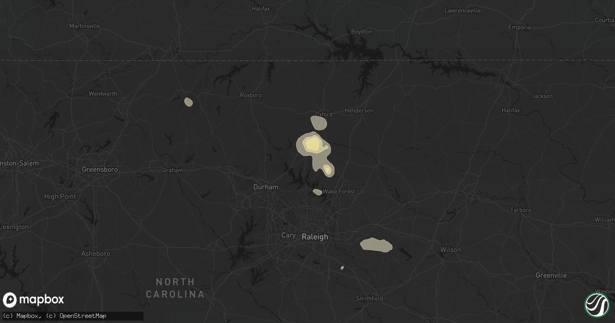 Hail map in Creedmoor, NC on July 19, 2026