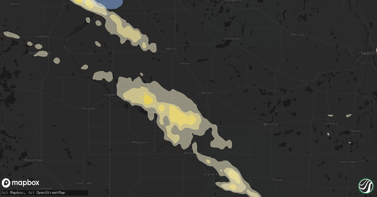 Hail map in Danvers, MN on July 19, 2026