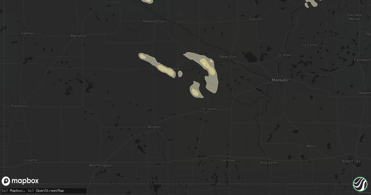 Hail map in Darfur, MN on July 19, 2026