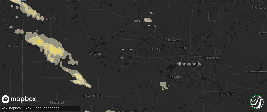 Hail map in Dassel, MN on July 19, 2026