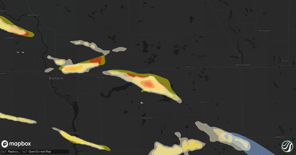 Hail map in Dawson, ND on July 19, 2026