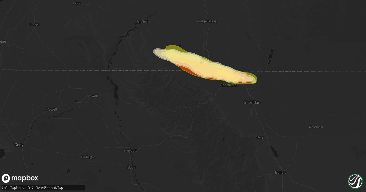 Hail map in Dayton, WY on July 19, 2026